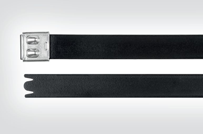 Der MBT-FC ist ein beschichteter Edelstahl-Kabelbinder mit glatten Kanten.