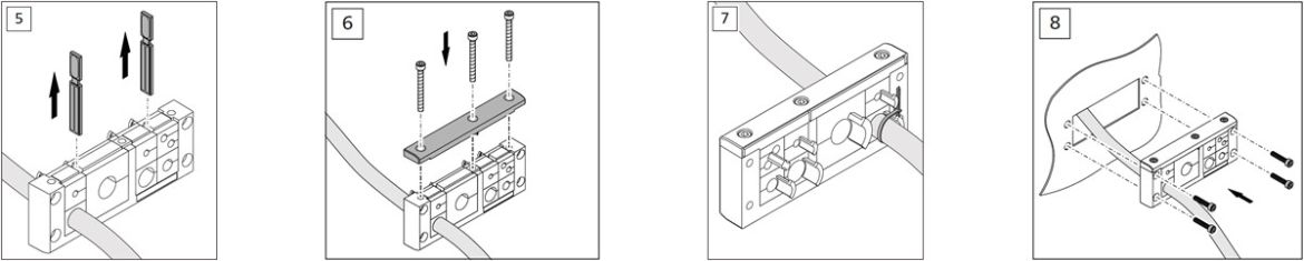 Montage des Kabeldurchführungssystems VarioPlate Schritte 5 bis 8